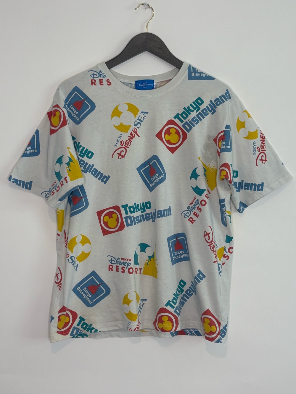 Tokyo Disney Resort T-Shirt All Over Print Mickey Mouse Japan Sz LL US Medium
